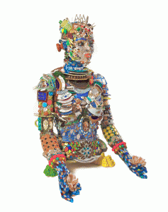 Laurie Recanati, Leila, 2009, Ceramic, glass, wood, metal, plastic, 80” x 50” x 50”. Courtesy of the artist and Art Rouge Gallery