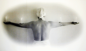 Marta Maria Perez-Bravo, Cuanto Encontró Para Vencer, 2000, silver gelatin print, 68” x 148”. © Pan American Art Projects.