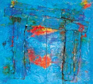 Ginés Serrán-Pagán, Door to the sea, 2009, Dyptich, mixed media on canvas, 70" x 76". Courtesy Nina Torres Fine Art.