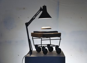 3-mag Admir Jahic and Comenius Roethlisberger, from Flying Saucers - in God We Trust series, 2010 Installation with magnetic fields, paper-mache plate and other objects