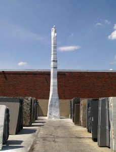 L’Oriano Galloni, White Moon, 2011, assembled marble and steel, 30 feet high. Photo: Paola Cup Cha.