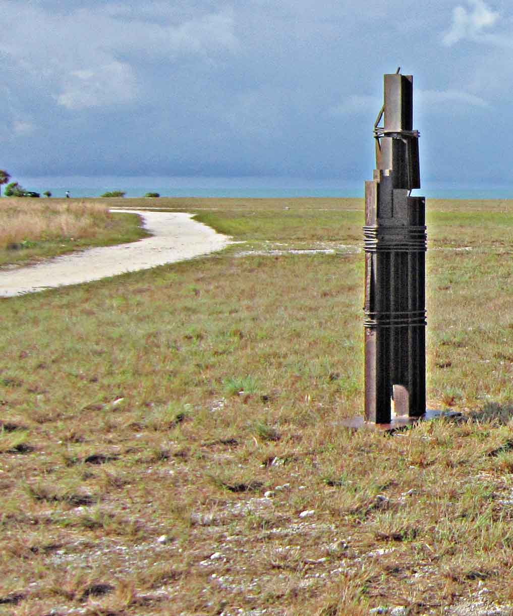 jim-racchi_monolith_sorkin Jim Racchi, Monolith, 2012, metal, 5'h x 2' x 1'. Fort Zachary Taylor Historic State Park. Photo: Emily Sorkin. All images are courtesy of Sculpture Key West 2012/2013.