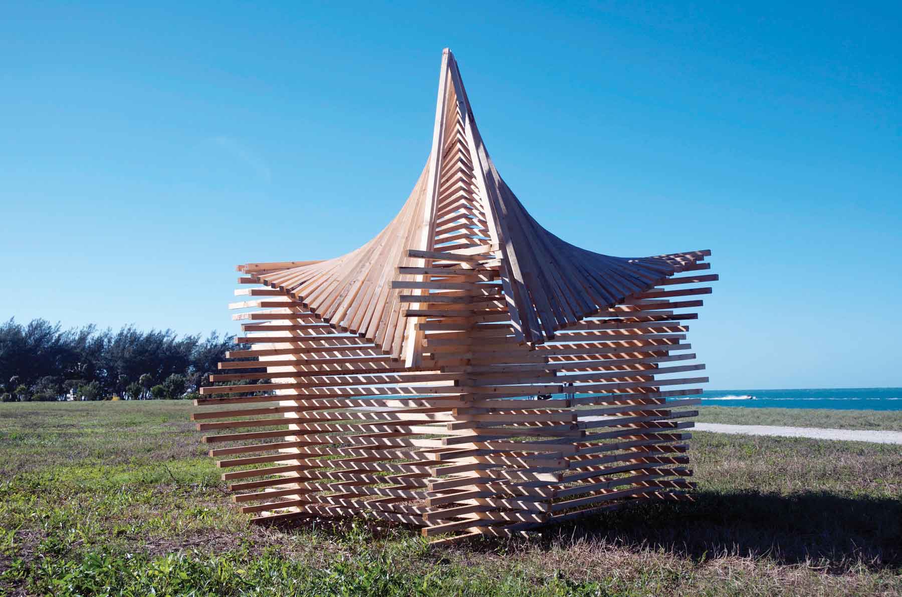 noah-singh_skw2012_vasek Jiwan Noah Singh, Home, 2012, wood pole construction, 10'h x 7' w x 7' d. Fort Zachary Taylor Historic State Park. Photo: Vera Vasek.
